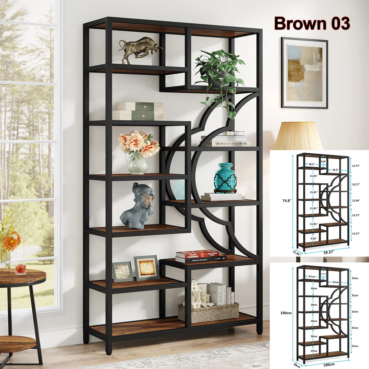 Tribesigns Industrial Five Tier Freestanding Bookshelf Storage Unit