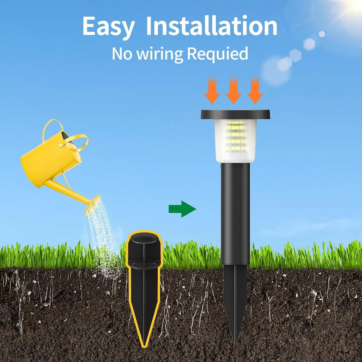 Intelamp Solar Pathway Lights 500 Lumens Outdoor Garden Lamp
