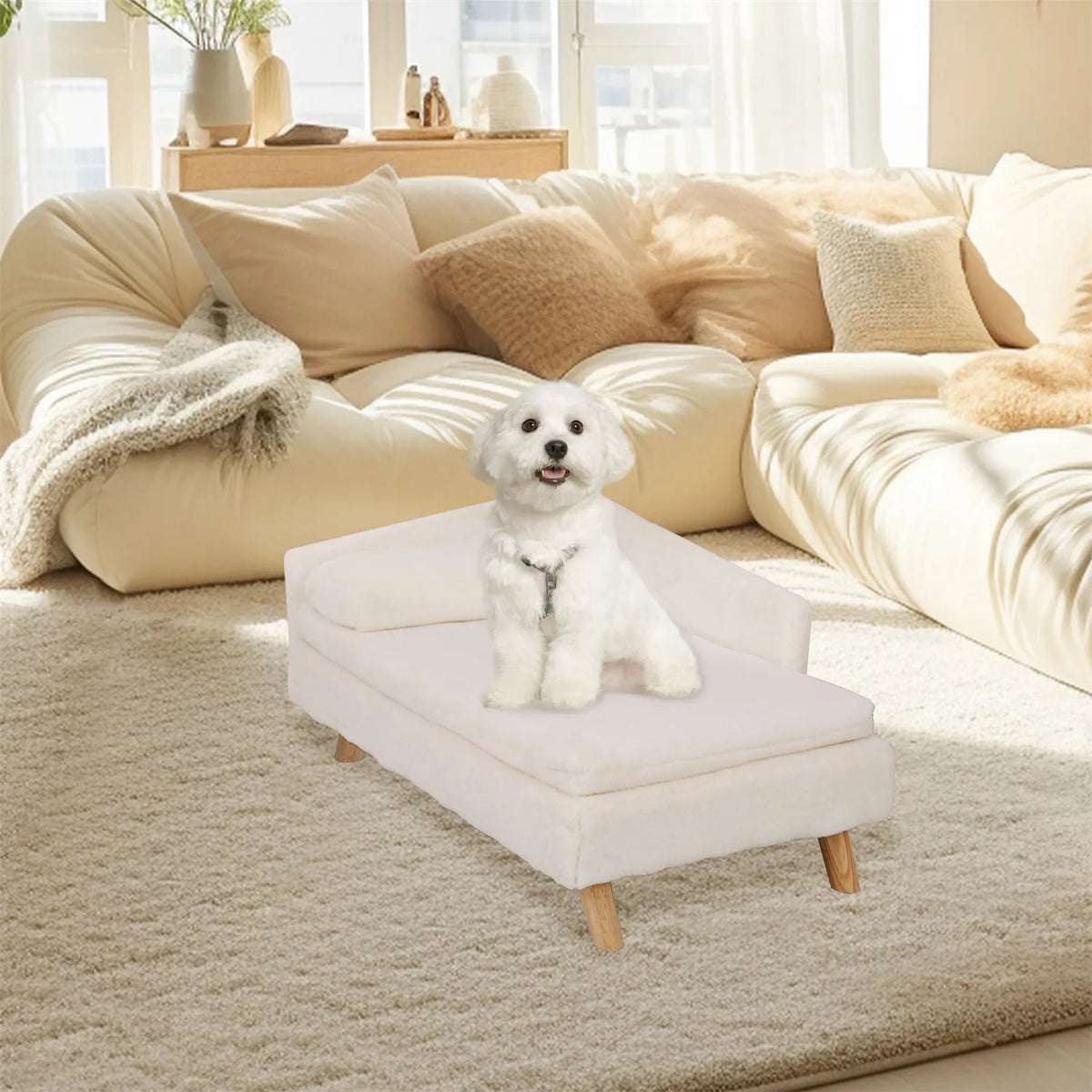BINGOPAW Elevated Pet Sofa Bed With Waterproof Wooden Base