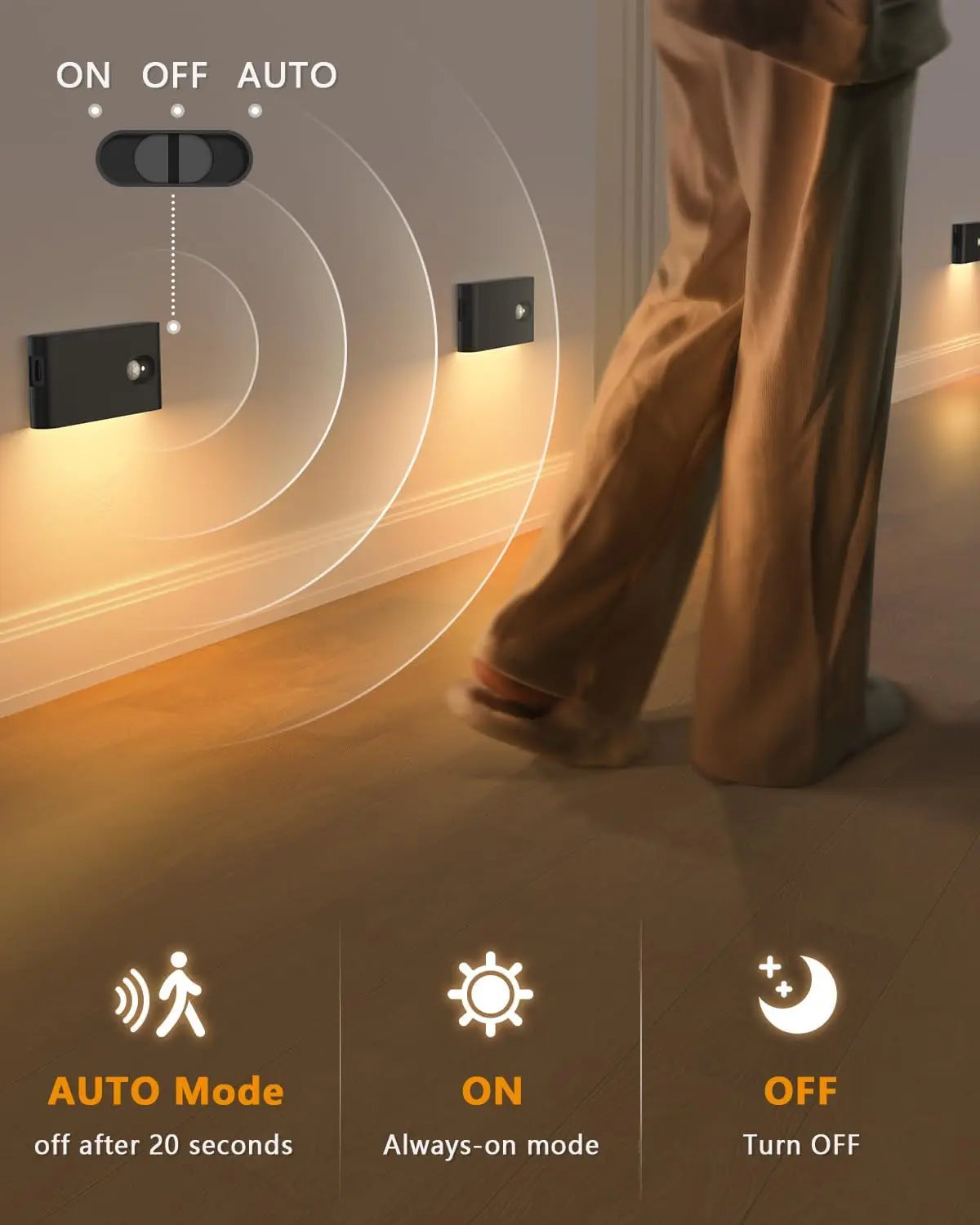 Willed Motion Sensor Rechargeable LED Stairway Night Light
