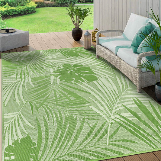 Waterproof Polypropylene Outdoor Rug With Leaf Pattern