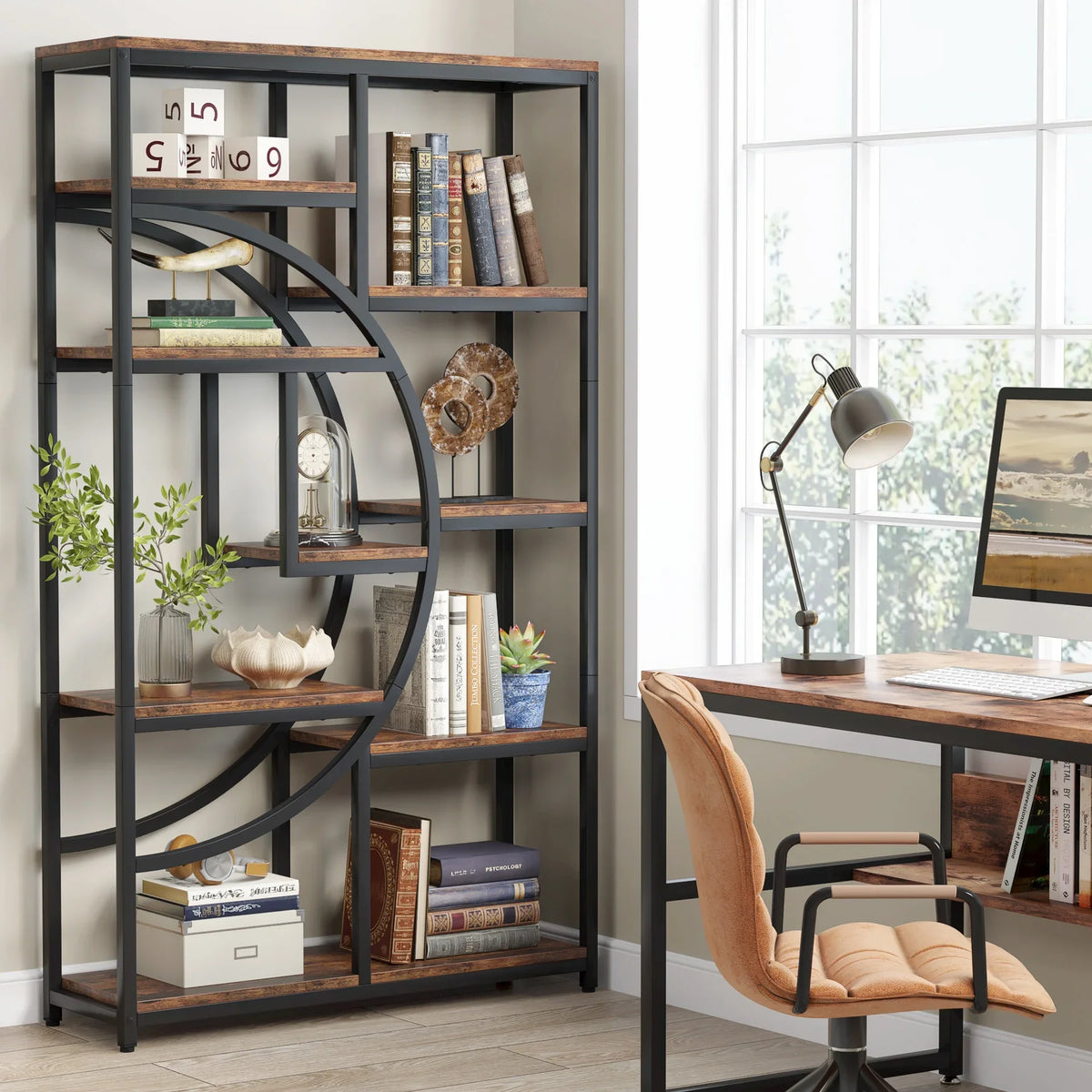 Tribesigns Industrial Five Tier Freestanding Bookshelf Storage Unit