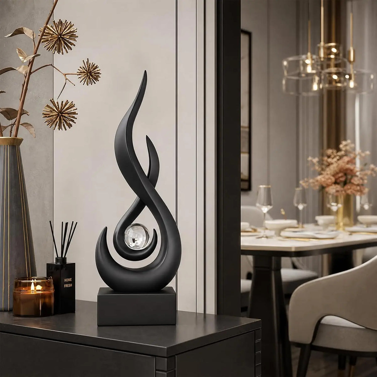 Modern Abstract Flame Sculpture For Home Tabletop Decor