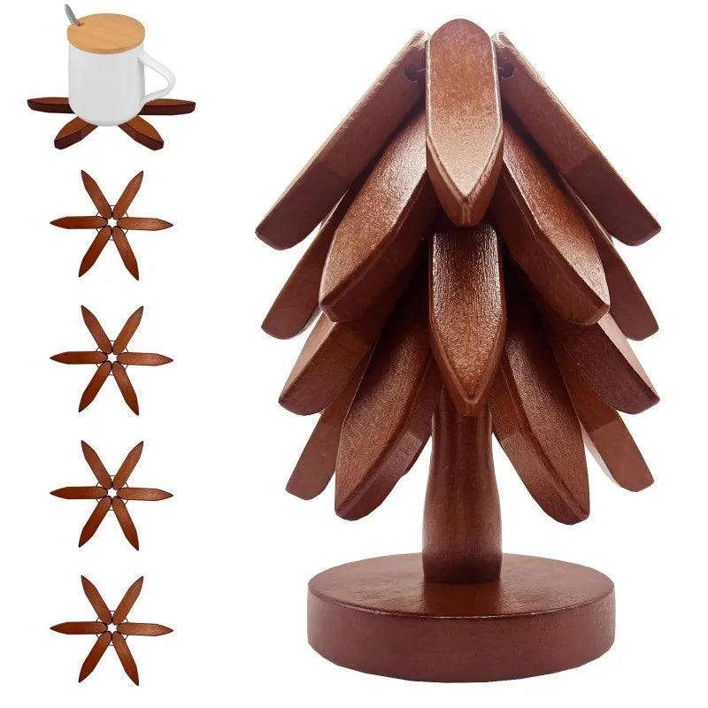 Tree Design Bamboo Trivets Set Heat Resistant Kitchen Table Mats