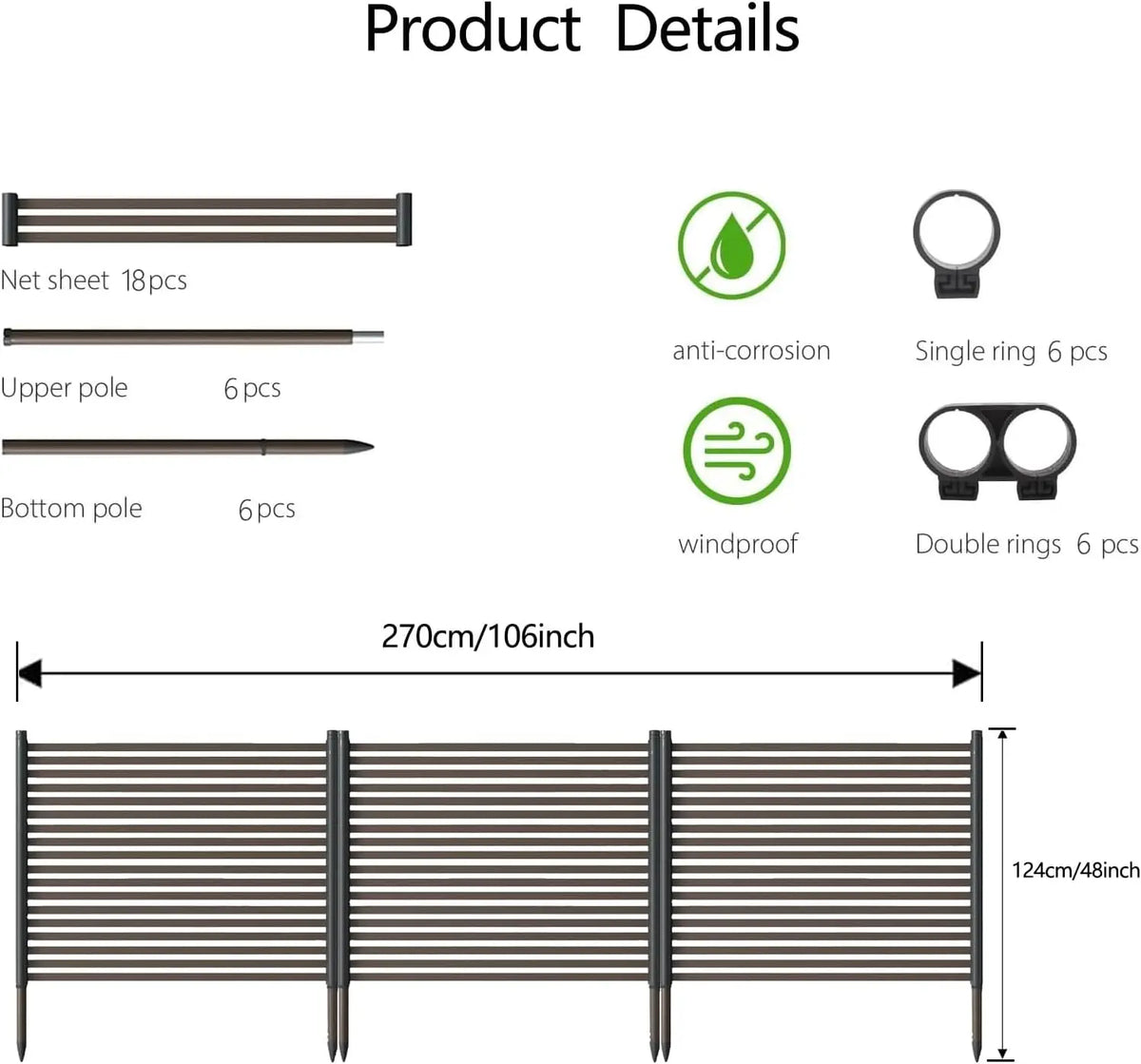 Expandable Metal Garden Fence Waterproof Uv Resistant Privacy Shield