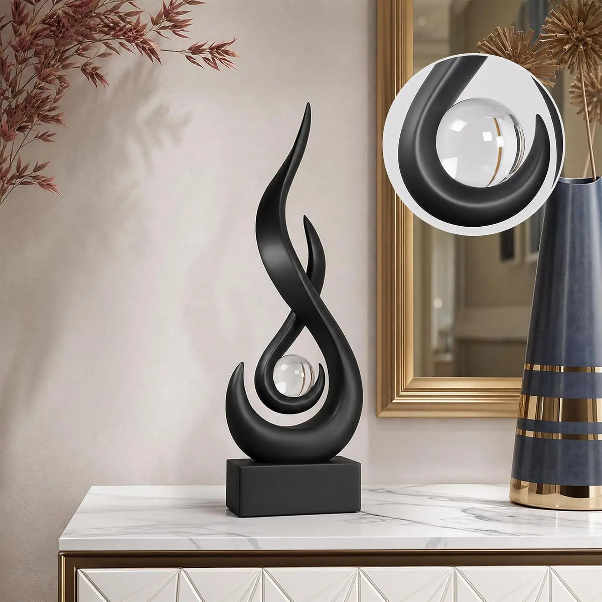Modern Abstract Flame Sculpture For Home Tabletop Decor