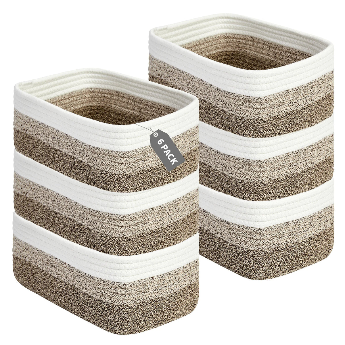 HiMISS Cotton Rope Woven Rectangular Storage Basket Shelf Organizer