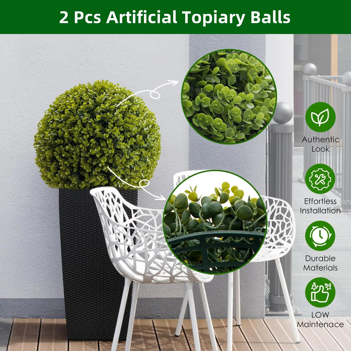 Studyset Artificial Topiary Balls Set of Two for Garden Decor