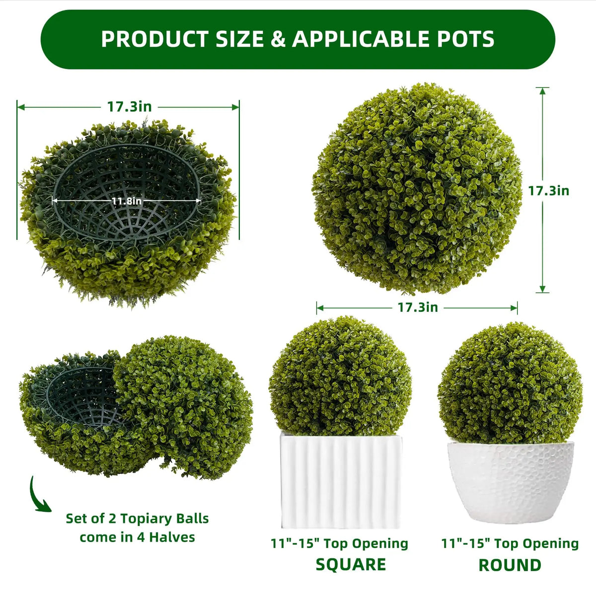 Studyset Artificial Topiary Balls Set of Two for Garden Decor