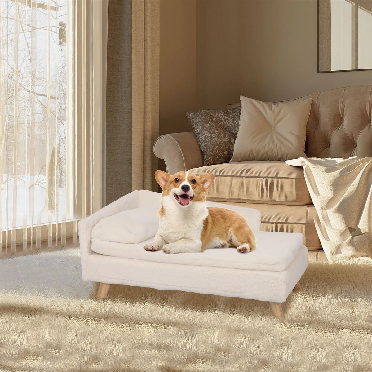BINGOPAW Elevated Pet Sofa Bed With Waterproof Wooden Base