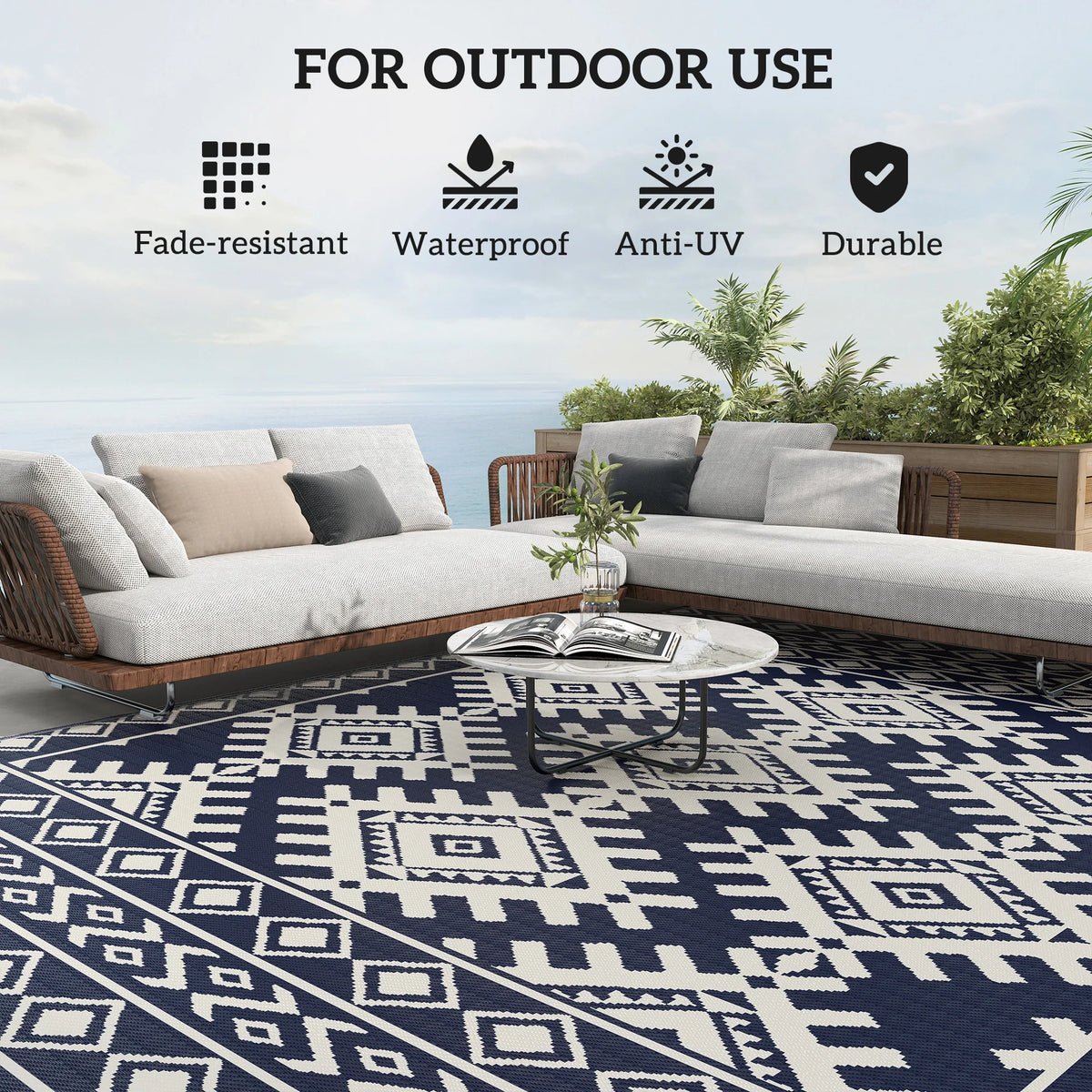 Outsunny Modern Geometric Pattern Nonwoven Floor Mat