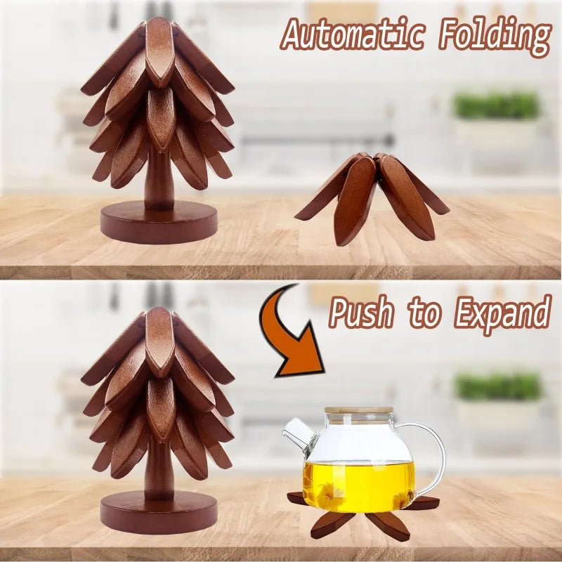 Tree Design Bamboo Trivets Set Heat Resistant Kitchen Table Mats