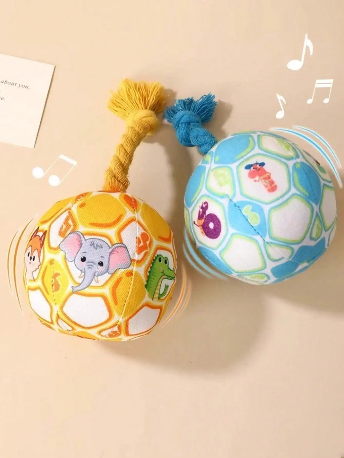Durable Squeaky Cloth Dog Toy Ball With Rope For Pets