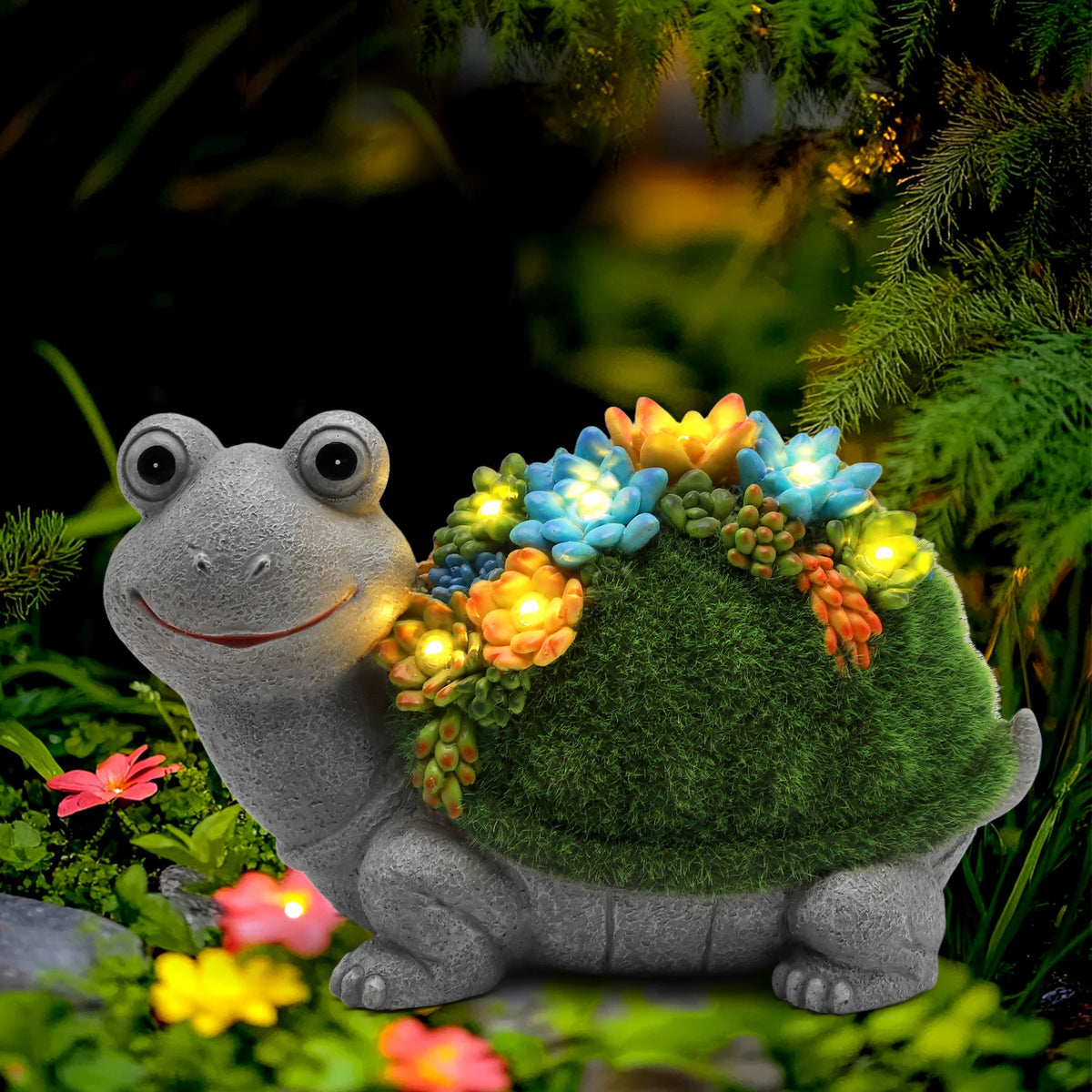 Solar Garden Turtle Statue Outdoor Yard Landscape Decor