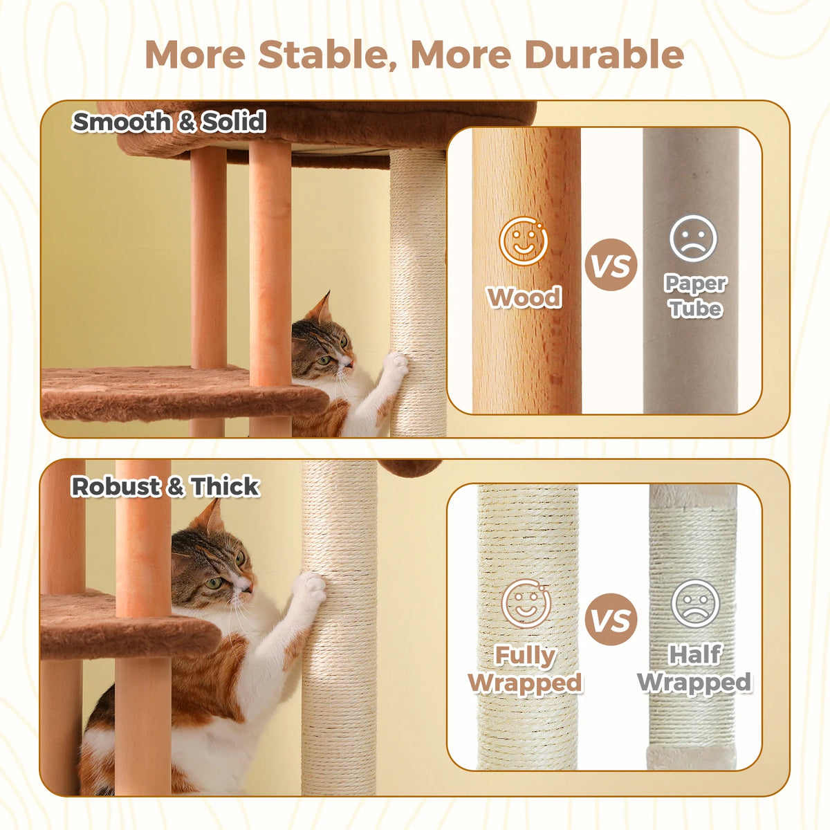 Pawz Road Modern Indoor Cat Tree With Sisal Scratching Posts