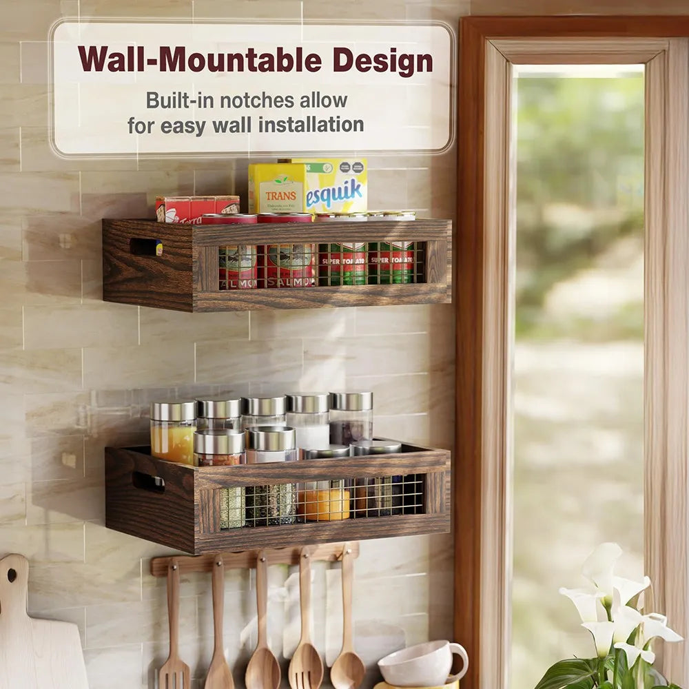 Multipurpose Rustic Wooden Nesting Crates For Wall Storage