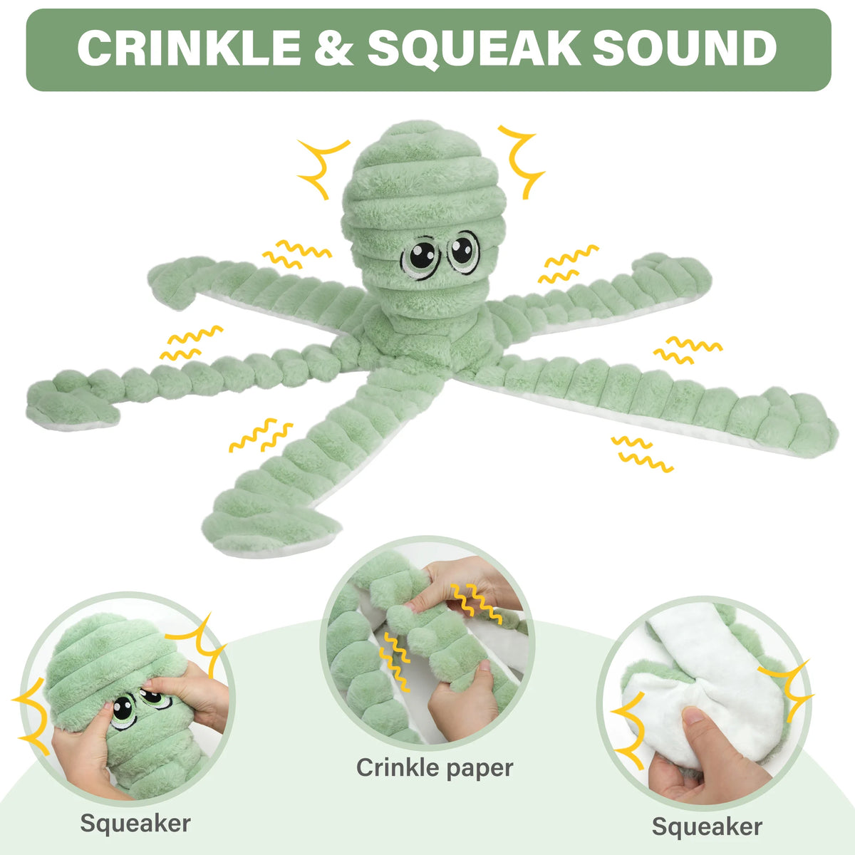 Octopus Squeaky Plush Dog Chew Toy Interactive Dental Care