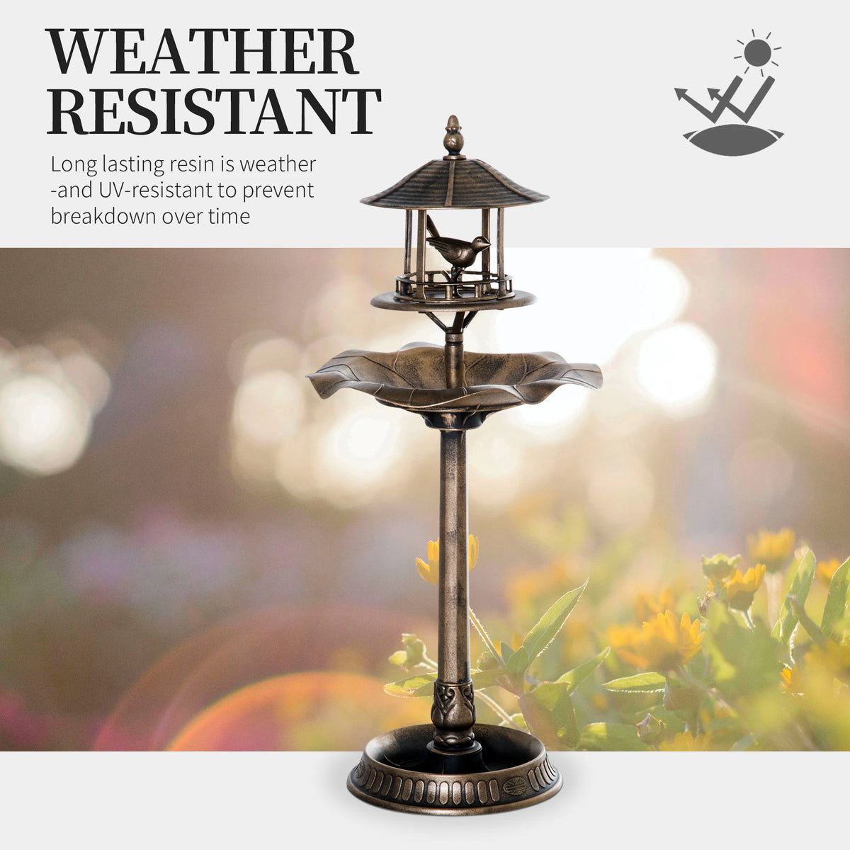 Outsunny 3in1 Resin Outdoor Bird Bath Garden Planter Feeder