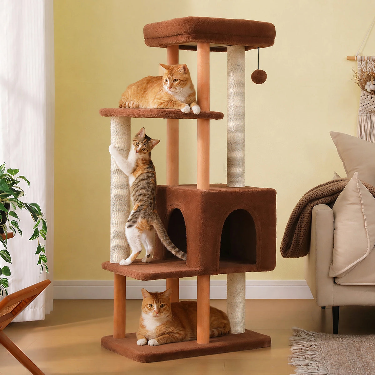 Pawz Road Modern Indoor Cat Tree With Sisal Scratching Posts