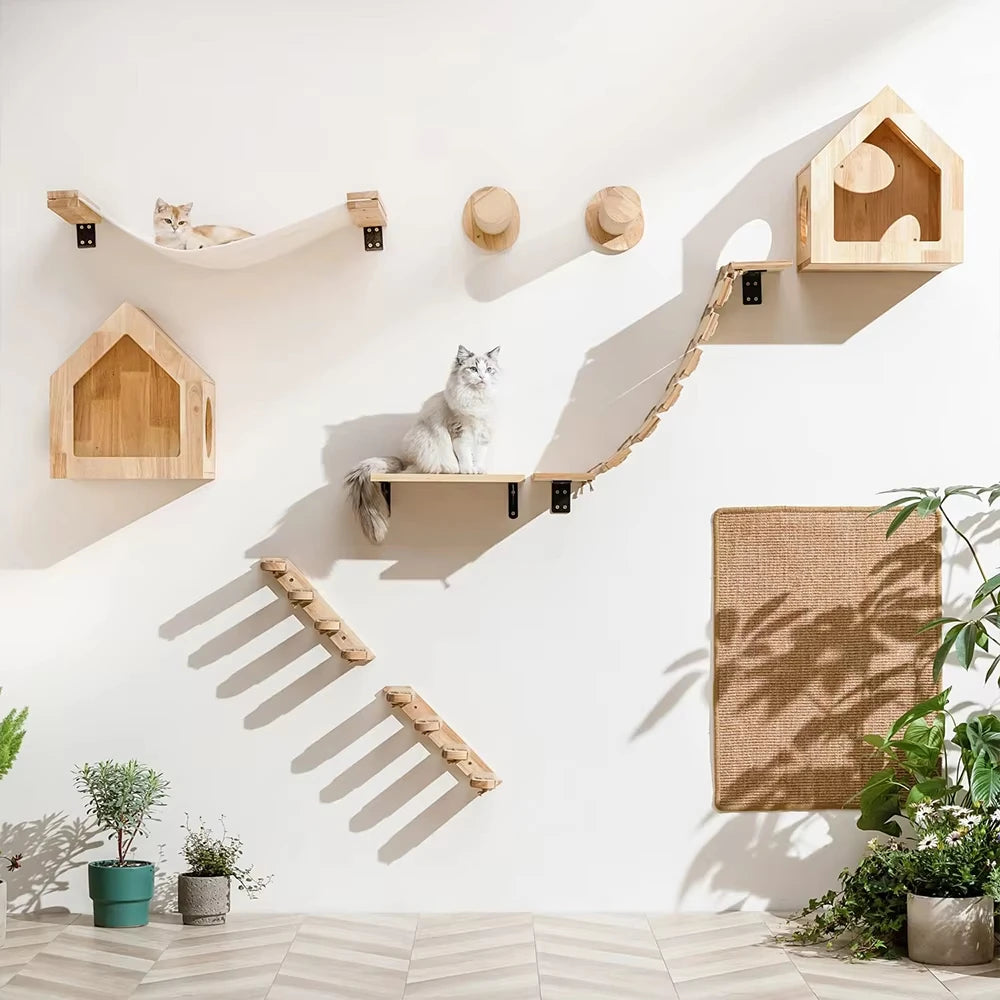CWV Four Step Wall Mounted Cat Climbing Shelf With Sisal
