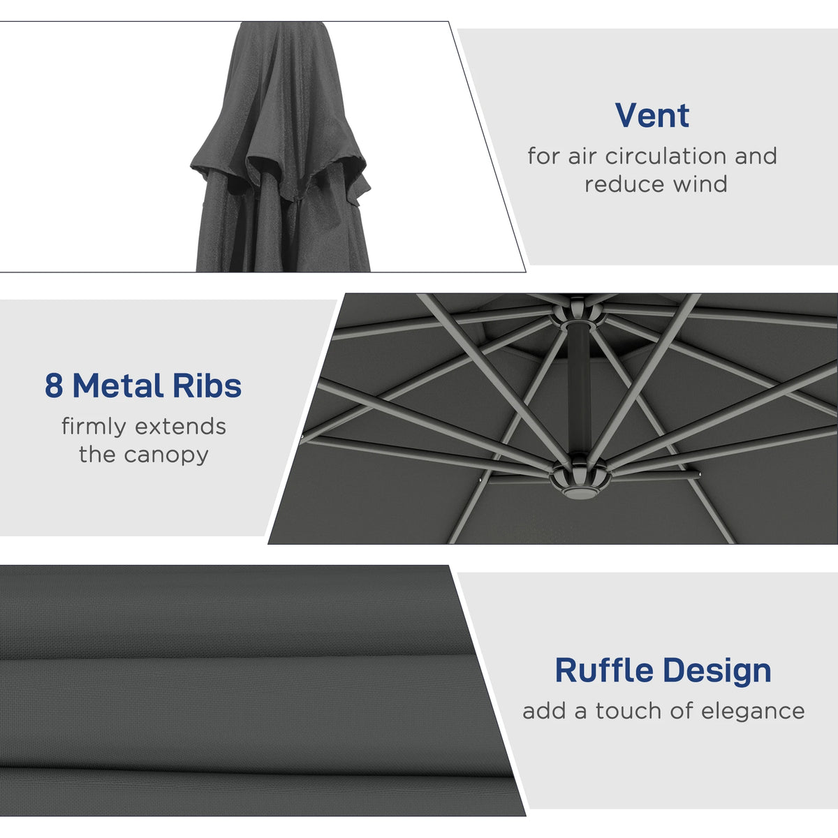 Outsunny Cantilever Patio Umbrella With Uv Resistance And Cross Base