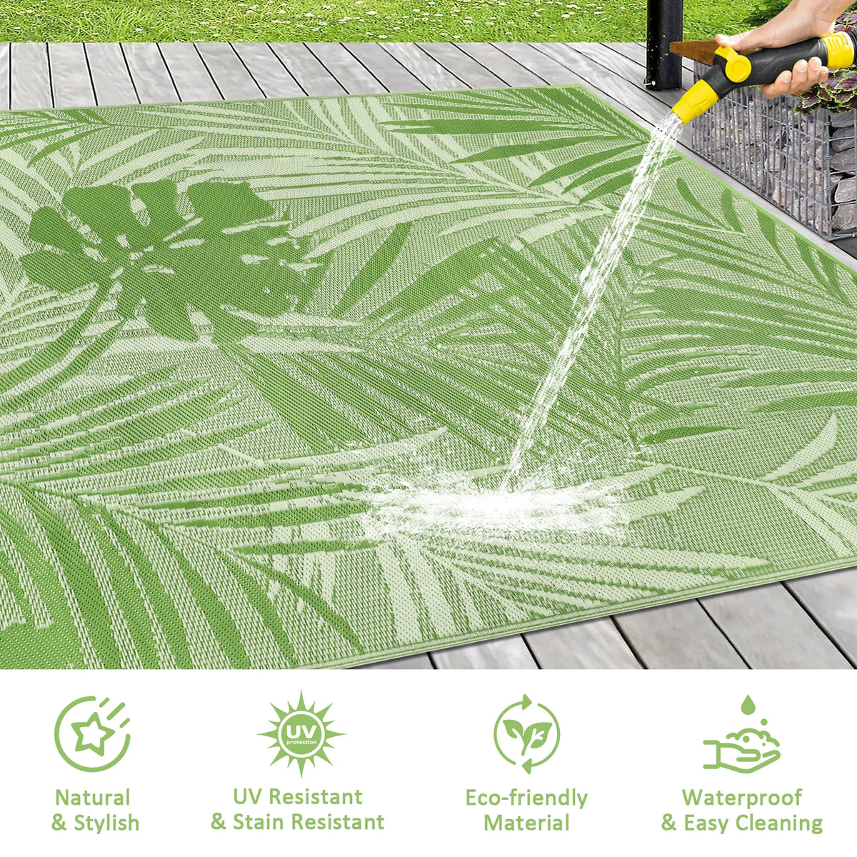 Waterproof Polypropylene Outdoor Rug With Leaf Pattern
