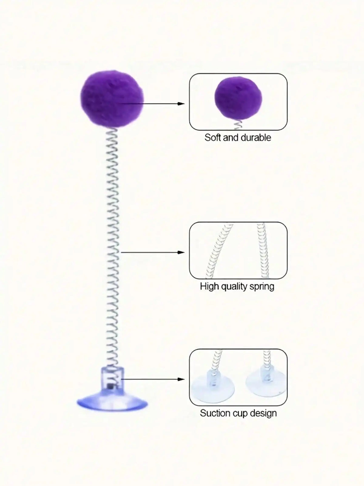 Interactive Cat Toy Set Featuring Plush Ball And Spring Wand