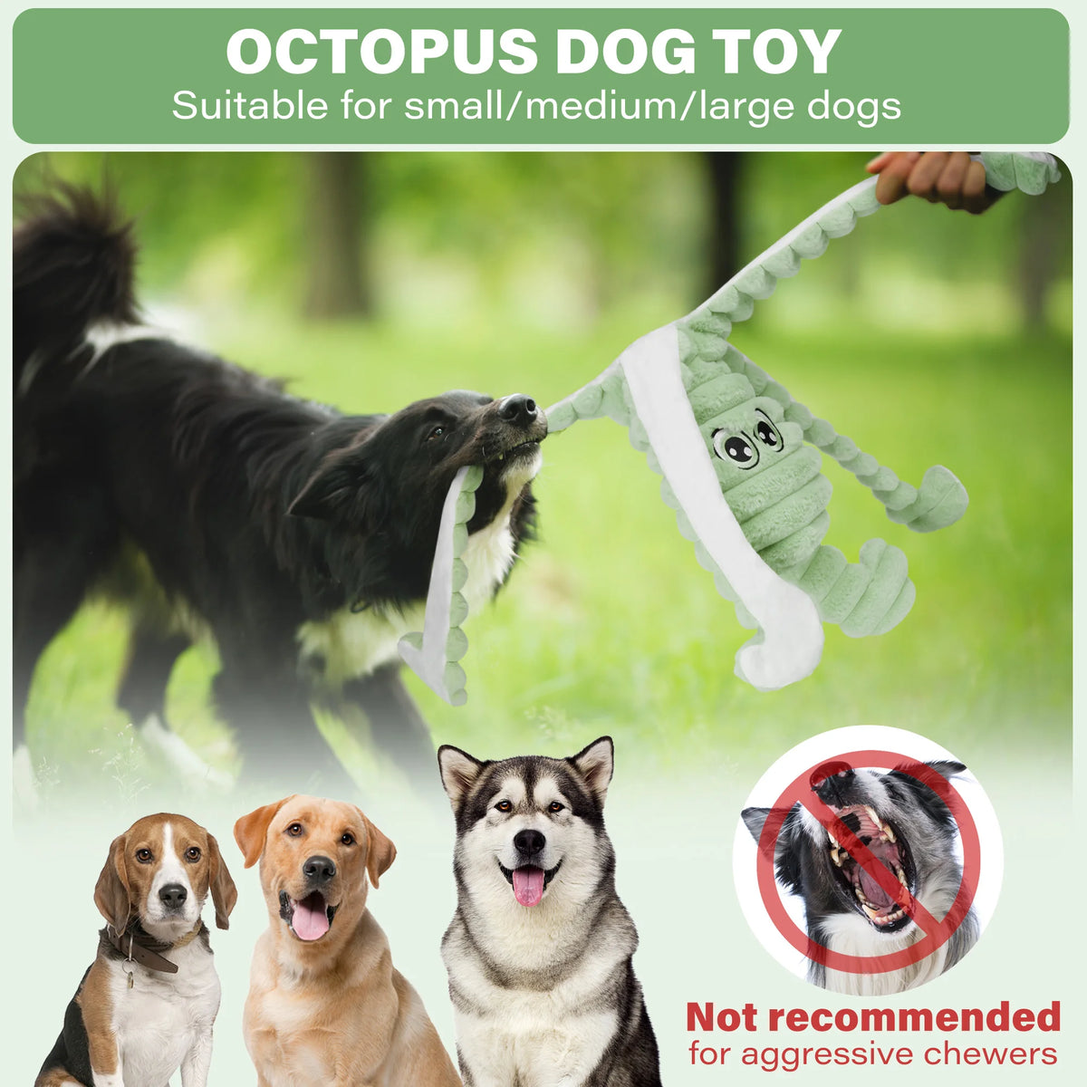 Octopus Squeaky Plush Dog Chew Toy Interactive Dental Care