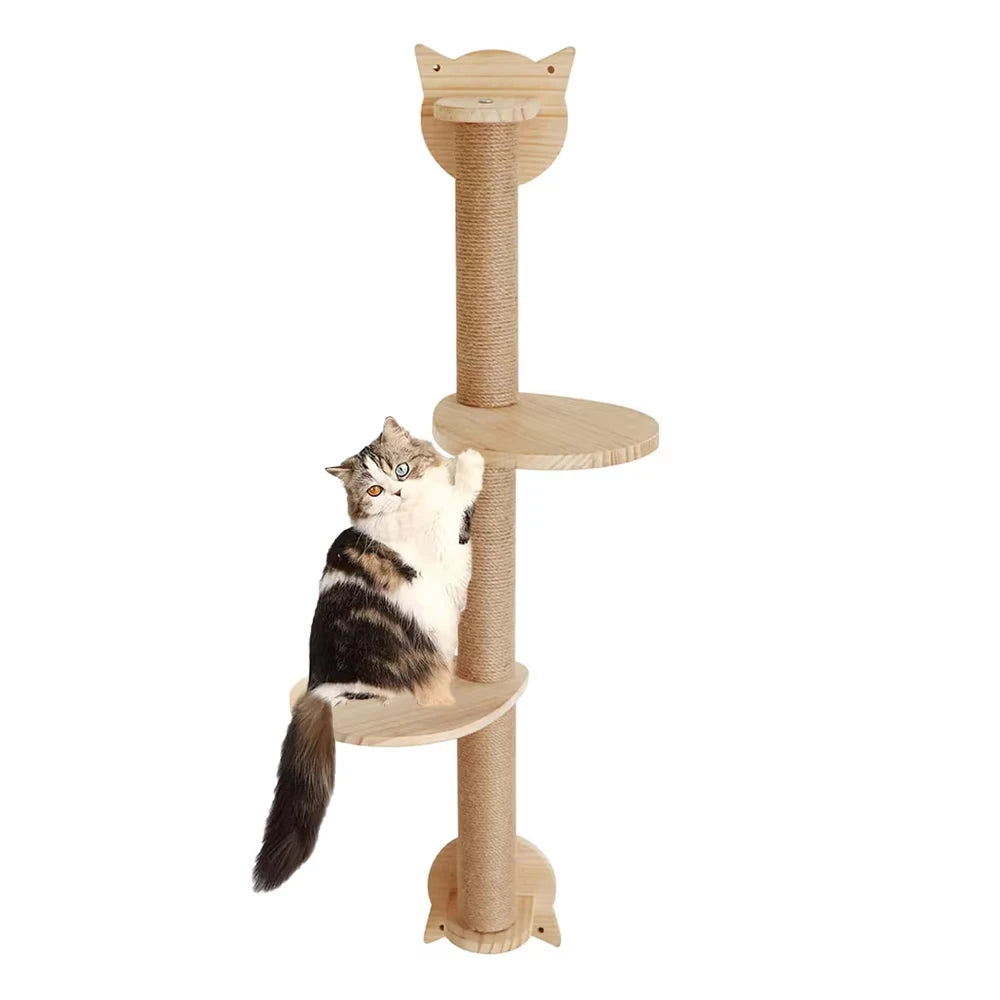 CWV Wall Mounted Cat Tree With Sisal Scratching Posts Hammock