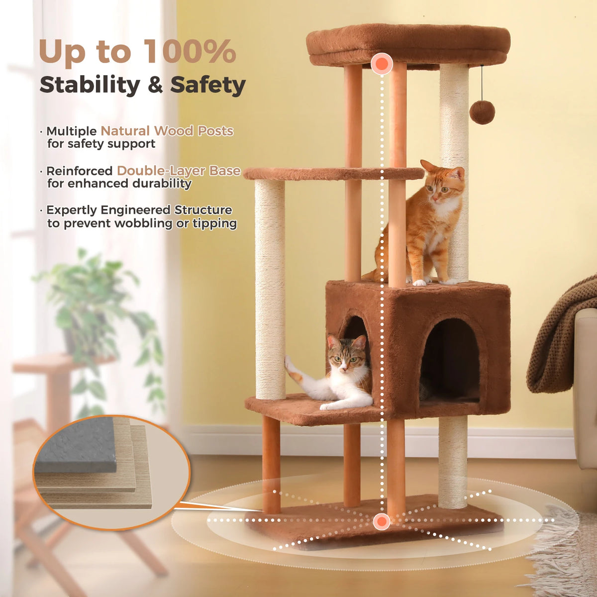Pawz Road Modern Indoor Cat Tree With Sisal Scratching Posts