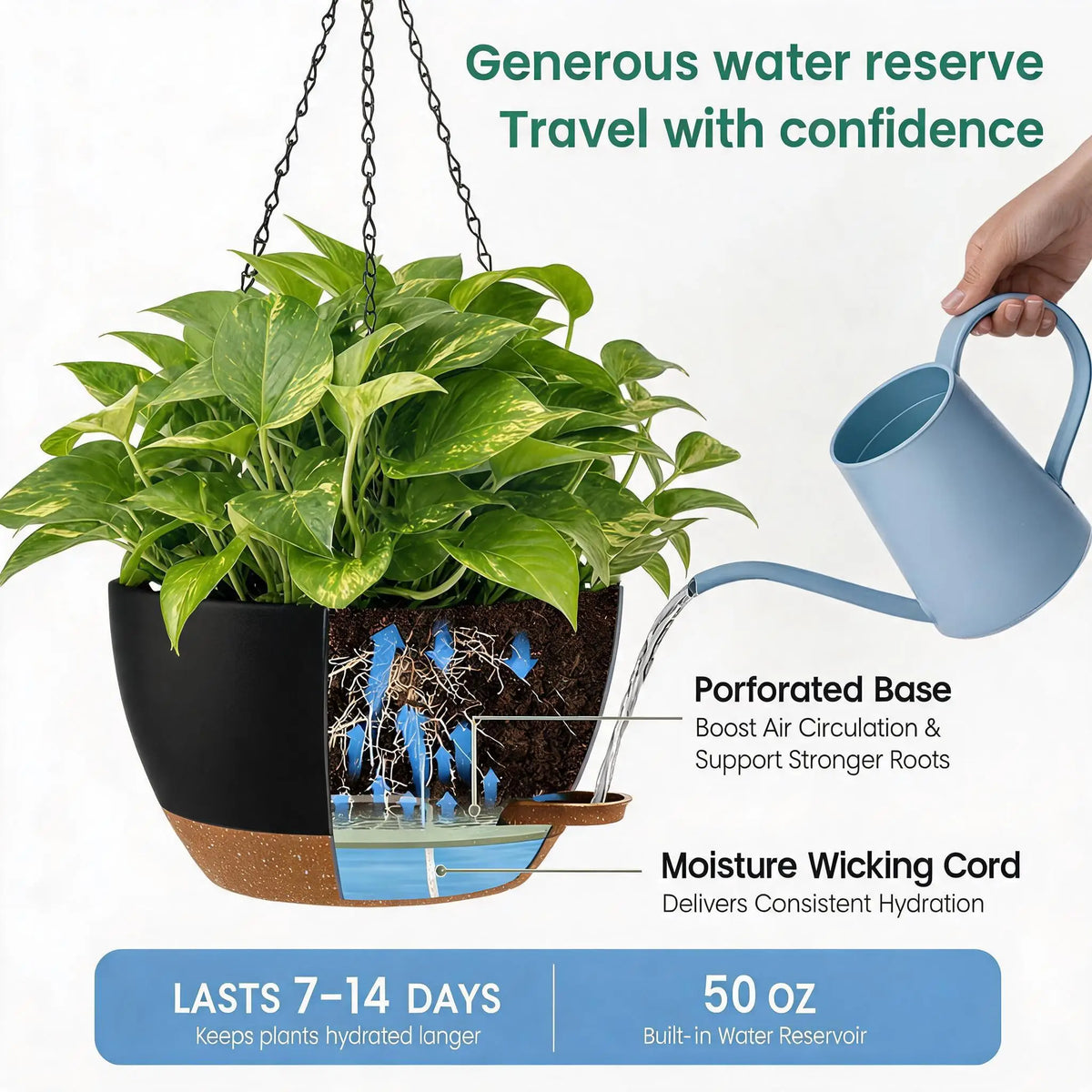 HiMiss Self Watering Hanging Planters For Indoor And Outdoor Plants
