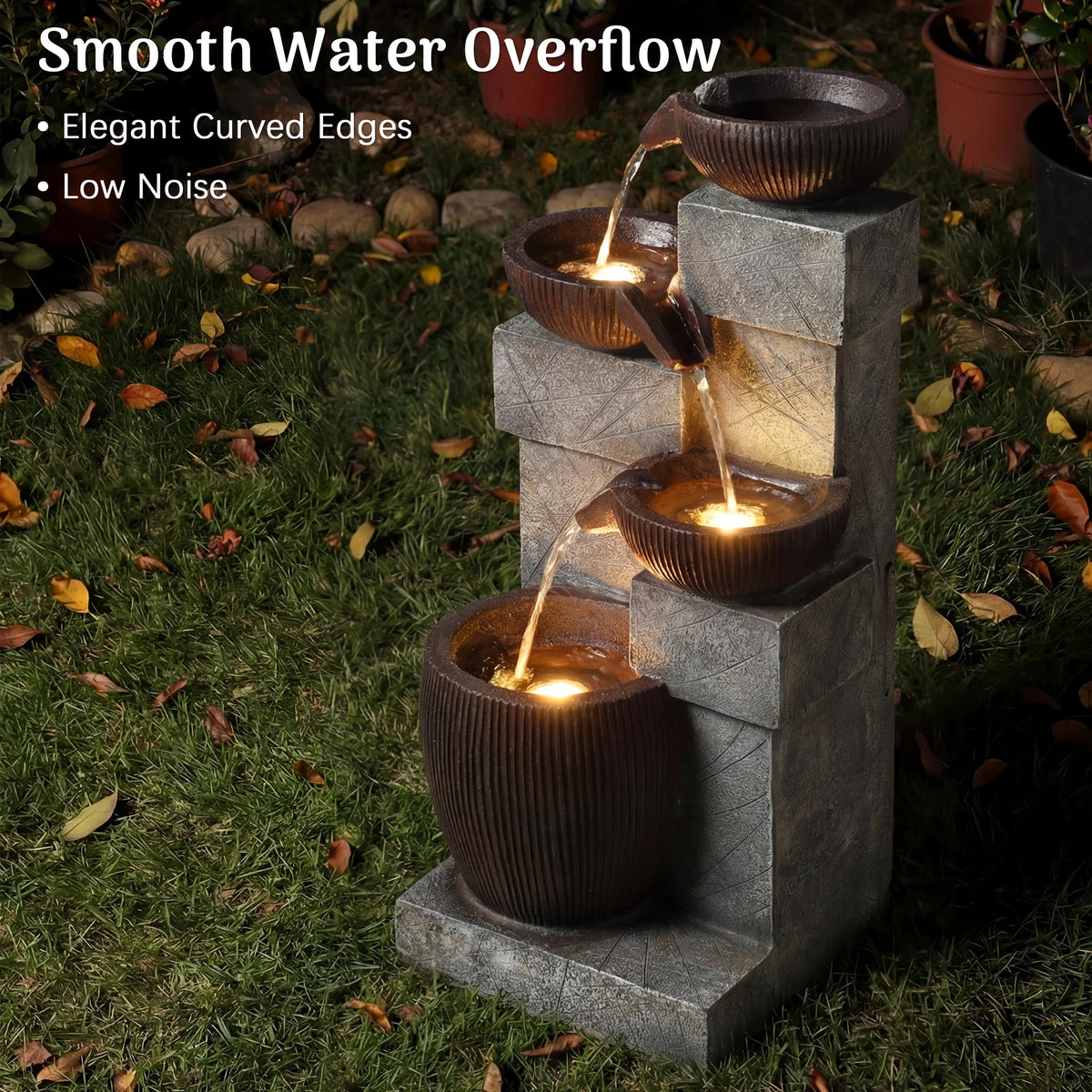 Weather Resistant Led Water Fountain With Adjustable Flow Control