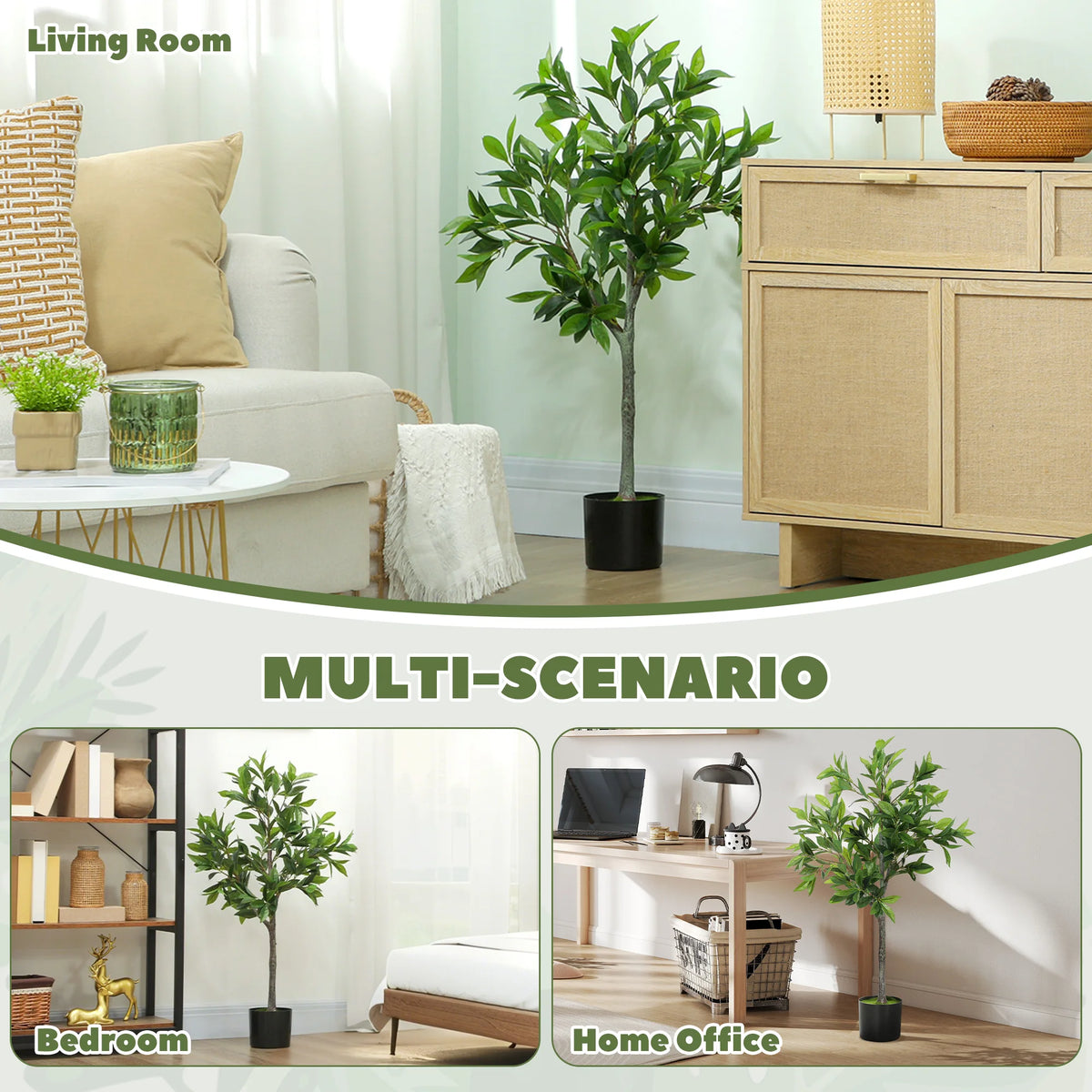 Artificial Laurel Tree With PEVA Leaves And Cement Pot Plant