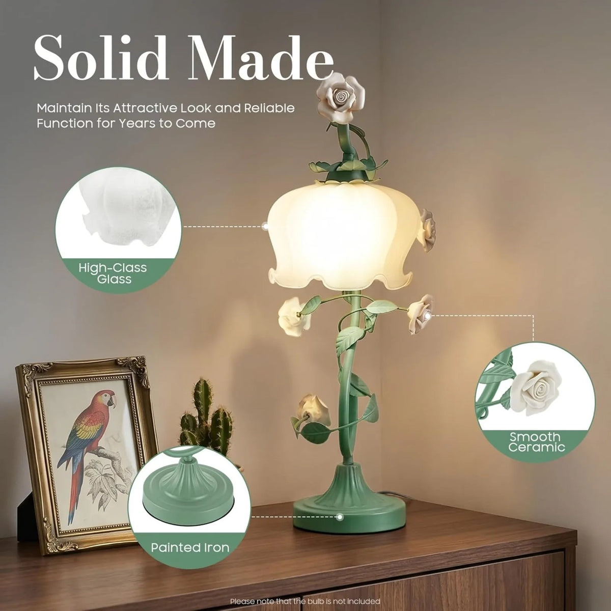 Modern Flower Glass Table Lamp For Bedroom Living Room Decor