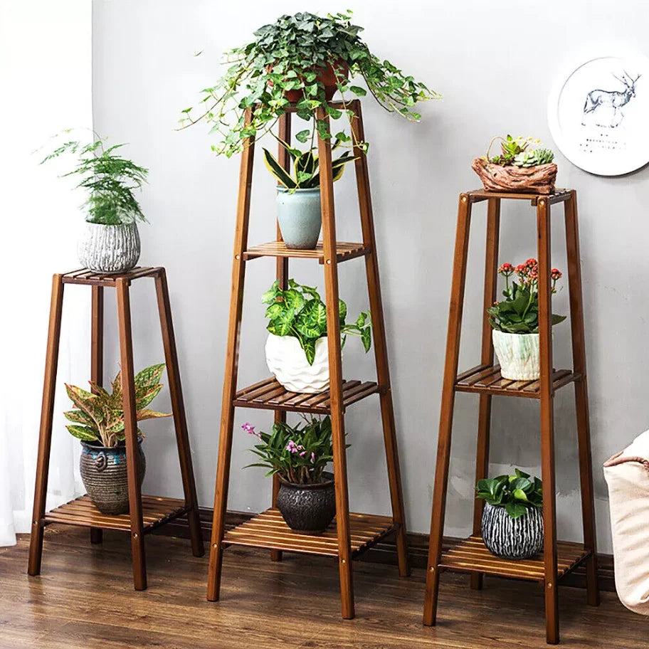 Wisfor Tiered Bamboo Plant Stand Indoor Pot Holder Display Shelf