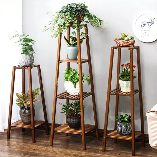 Wisfor Tiered Bamboo Plant Stand Indoor Pot Holder Display Shelf