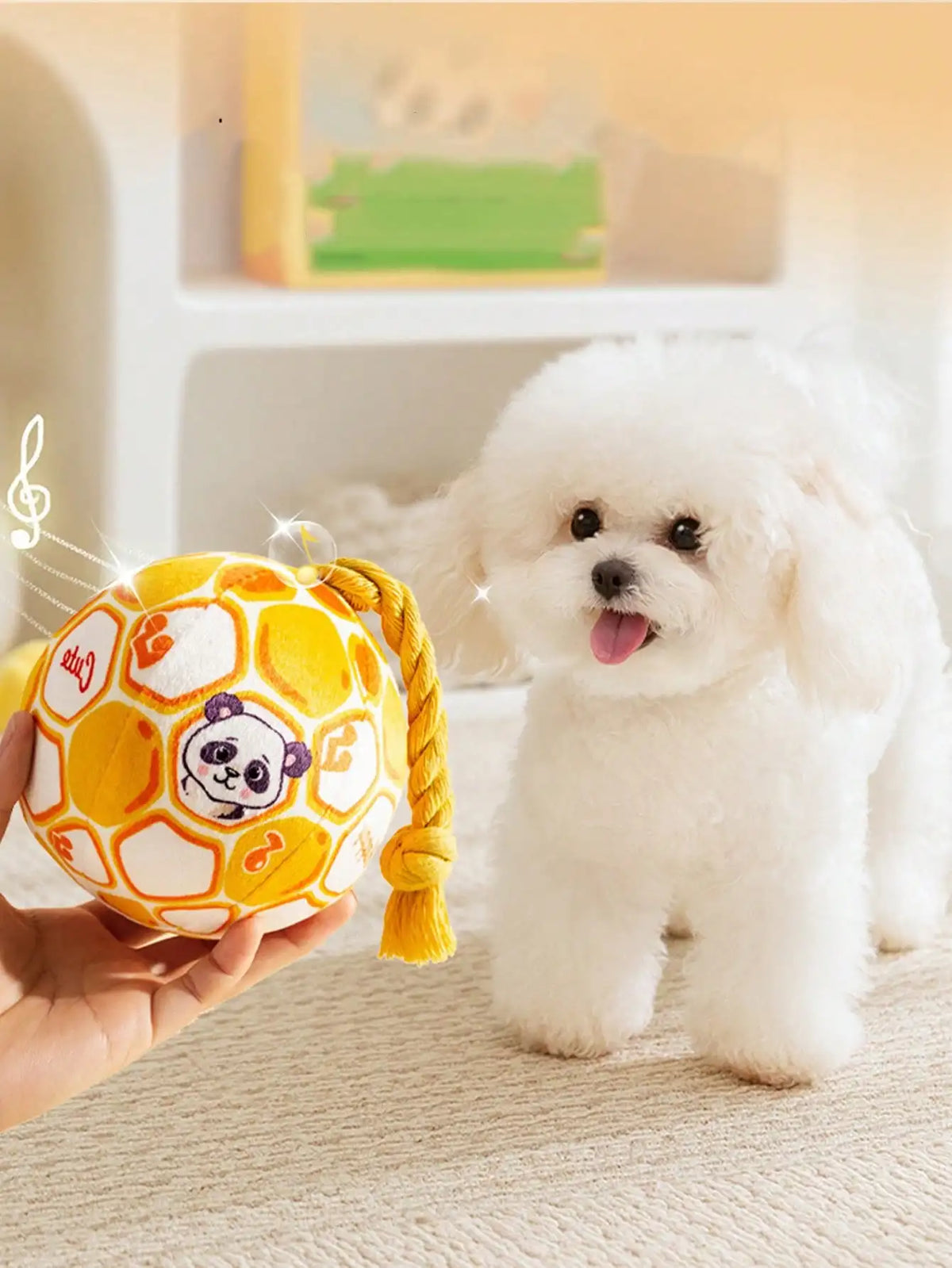 Durable Squeaky Cloth Dog Toy Ball With Rope For Pets