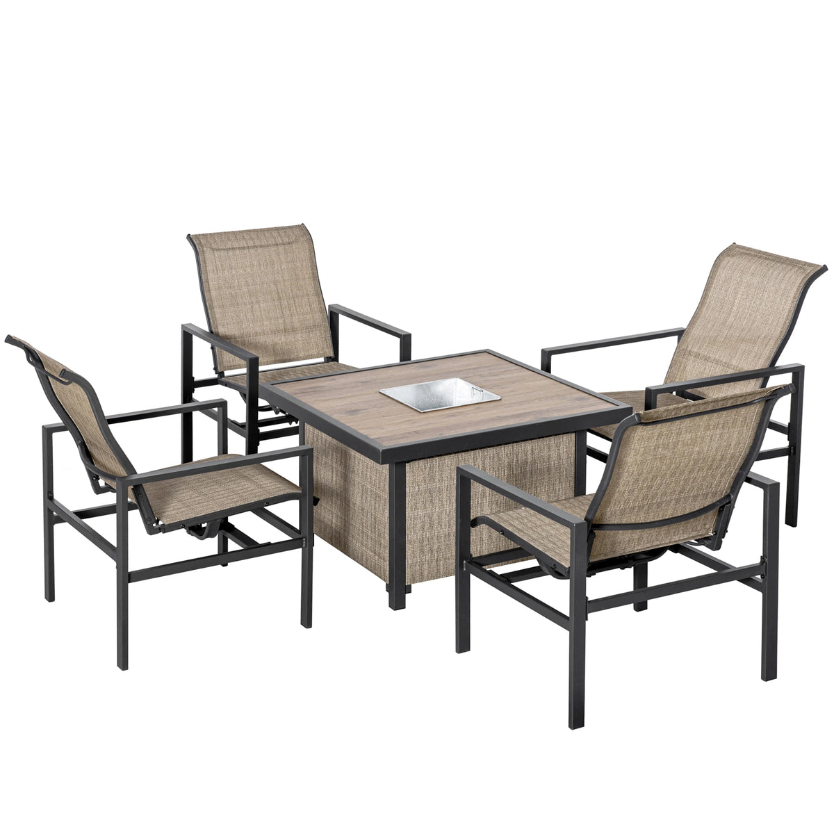 Outsunny Outdoor Patio Dining Set With Ice Bucket And Chairs