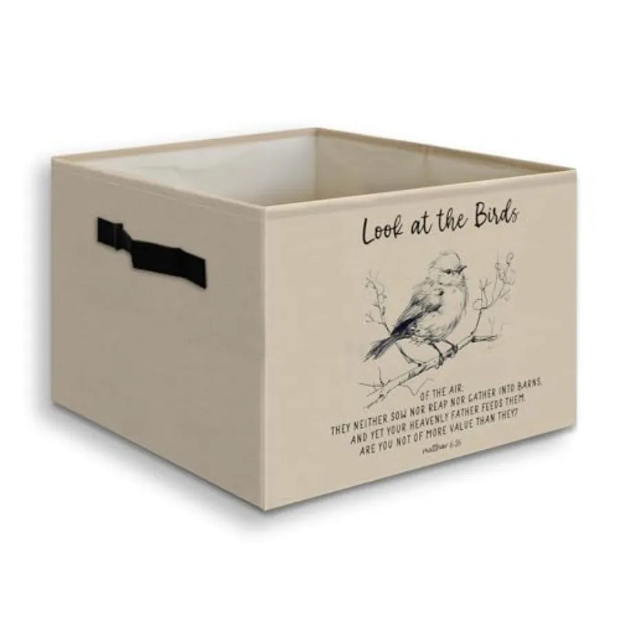 Christian Lavender Floral Foldable Storage Basket With Handles