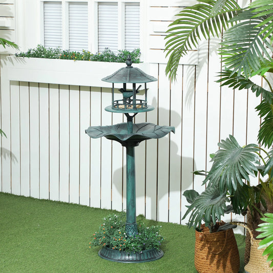 Outsunny 3-In-1 Resin Bird Bath Feeder And Garden Planter