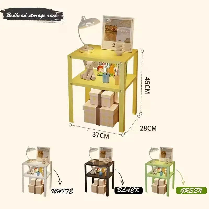 Industrial Metal Nightstand Floor Storage Rack With Open Shelves