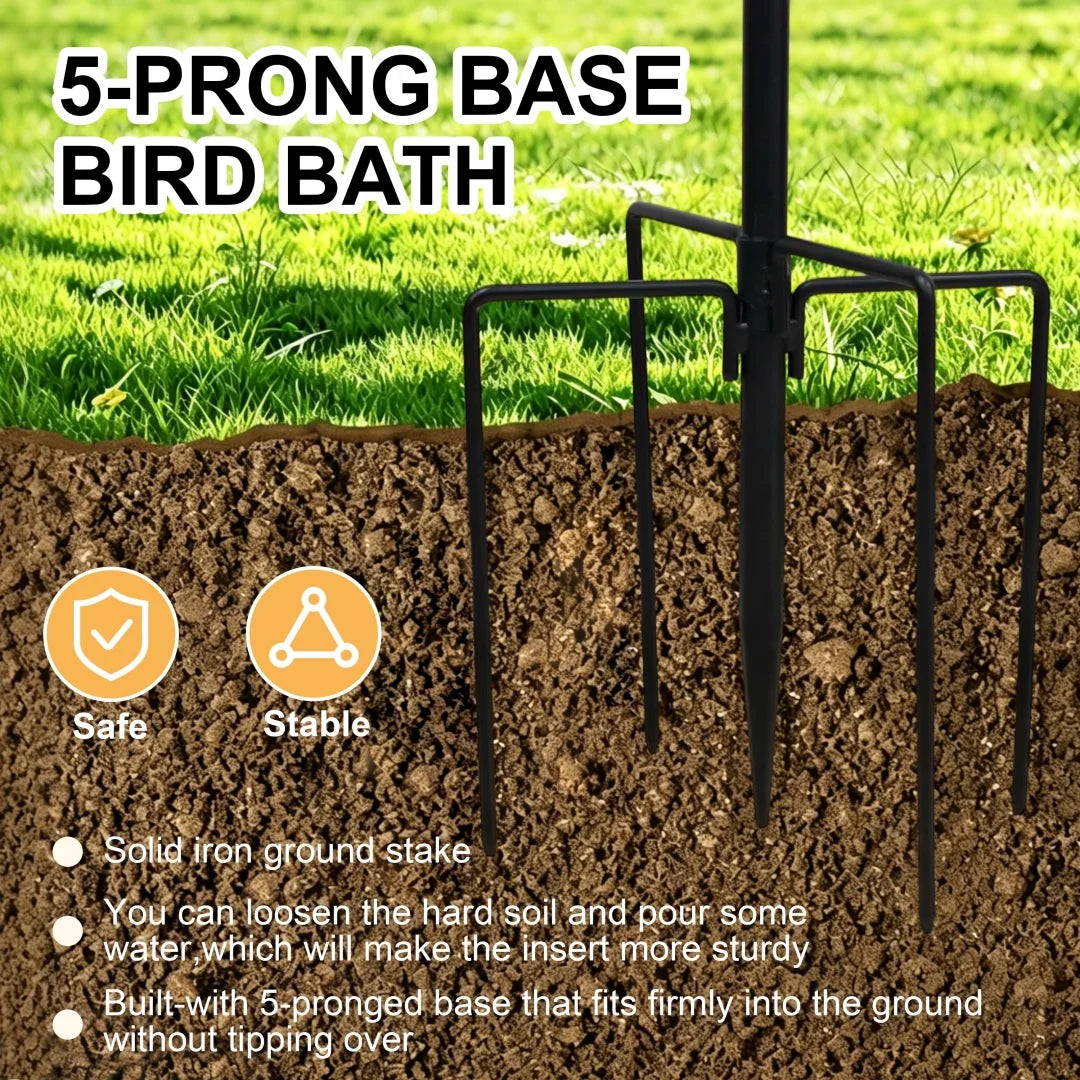 Outdoor Double Layer Bird Feeder and Bath Stand for Garden
