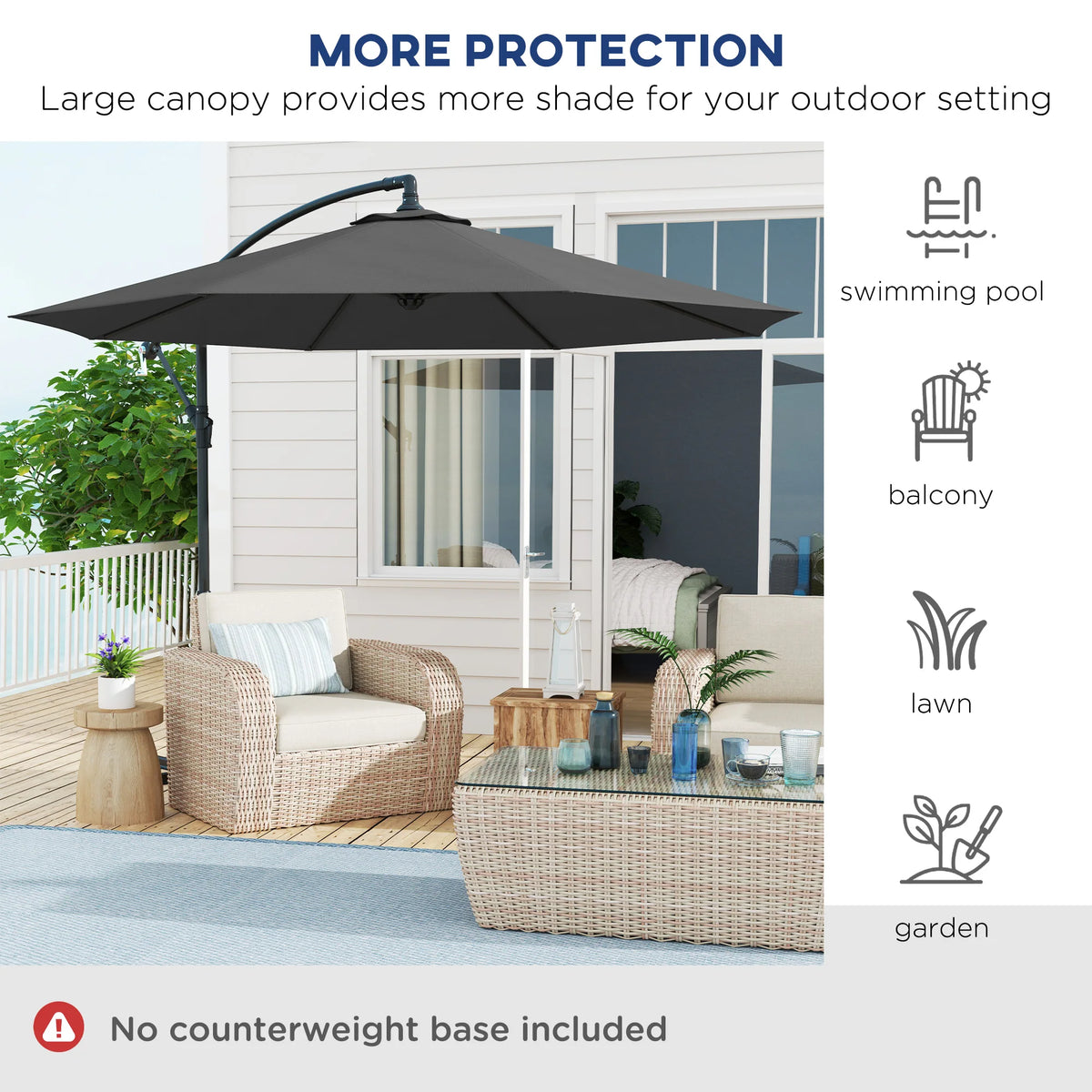 Outsunny Cantilever Patio Umbrella With Uv Resistance And Cross Base
