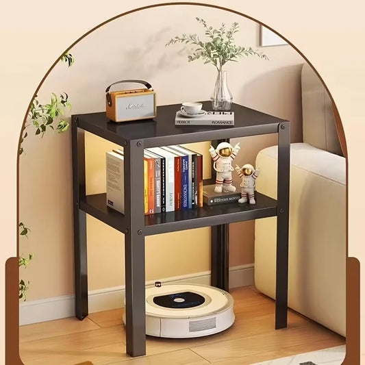 Industrial Metal Nightstand Floor Storage Rack With Open Shelves