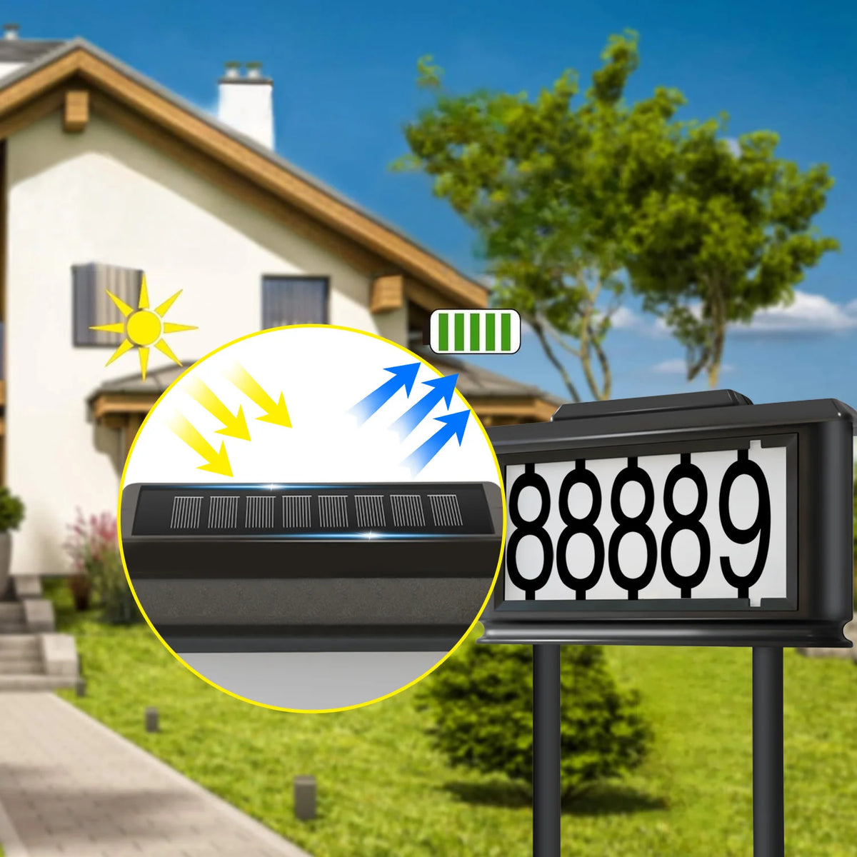 Solar Outdoor Address Sign Light With Dual Tone LED Illuminator