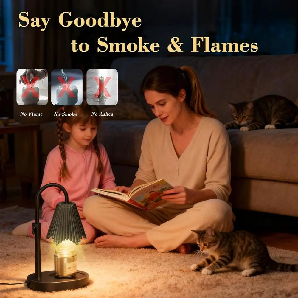 Adjustable Height Candle Warmer Lamp With Dimmable Brightness Control