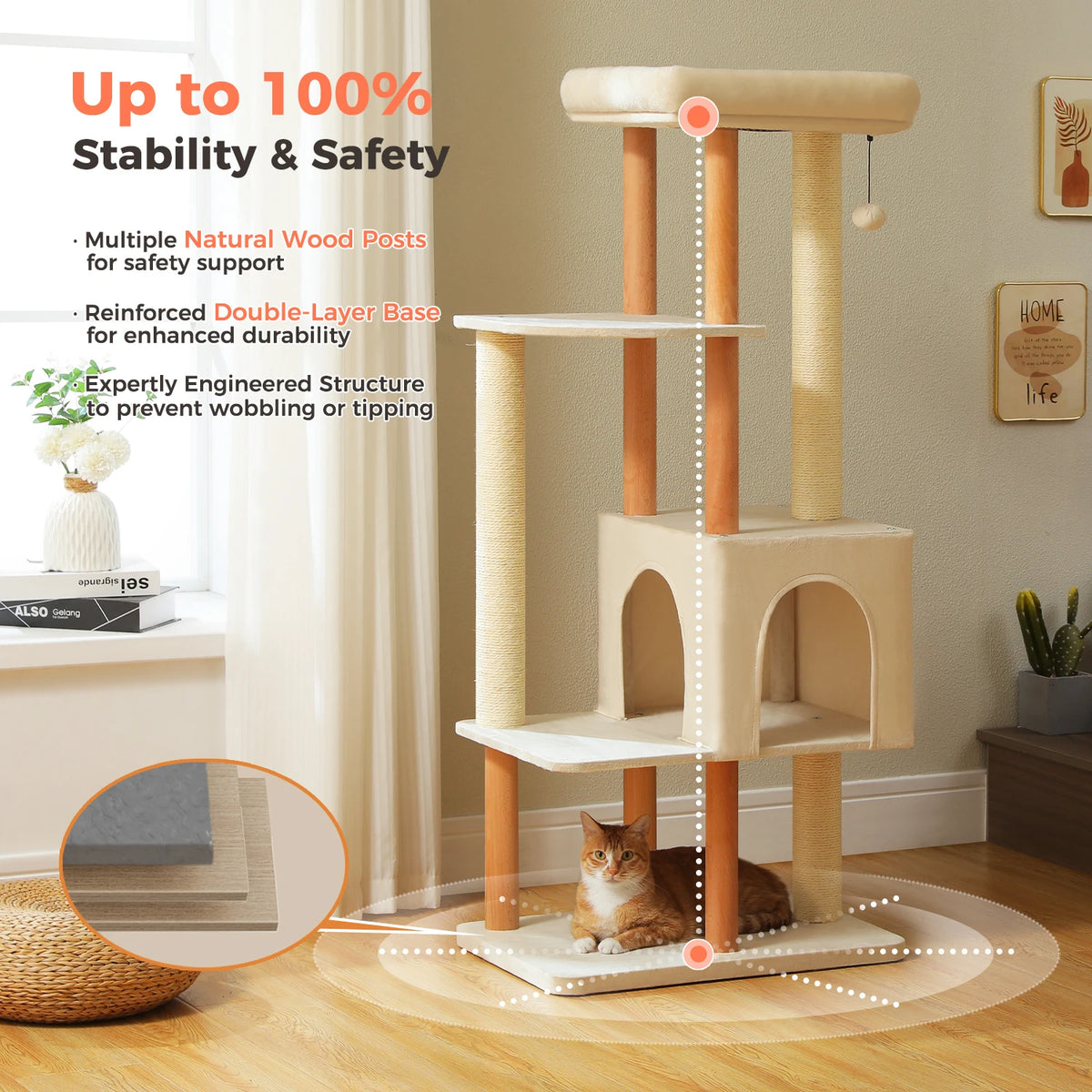 Pawz Road Modern Indoor Cat Tree With Sisal Scratching Posts